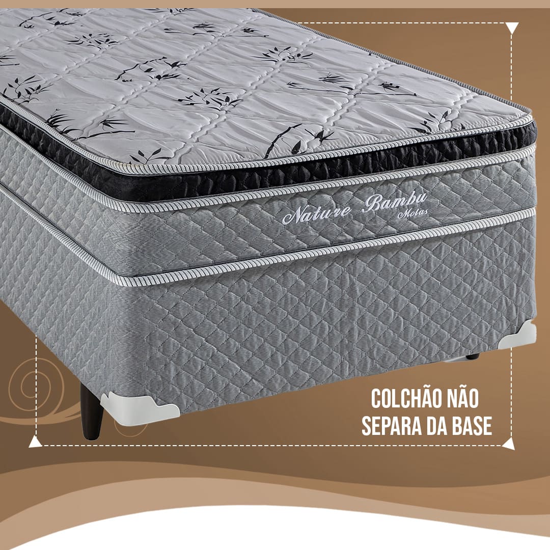 Cama Box Conjugada Solteiro Herval Nature Bambu molas bonnel