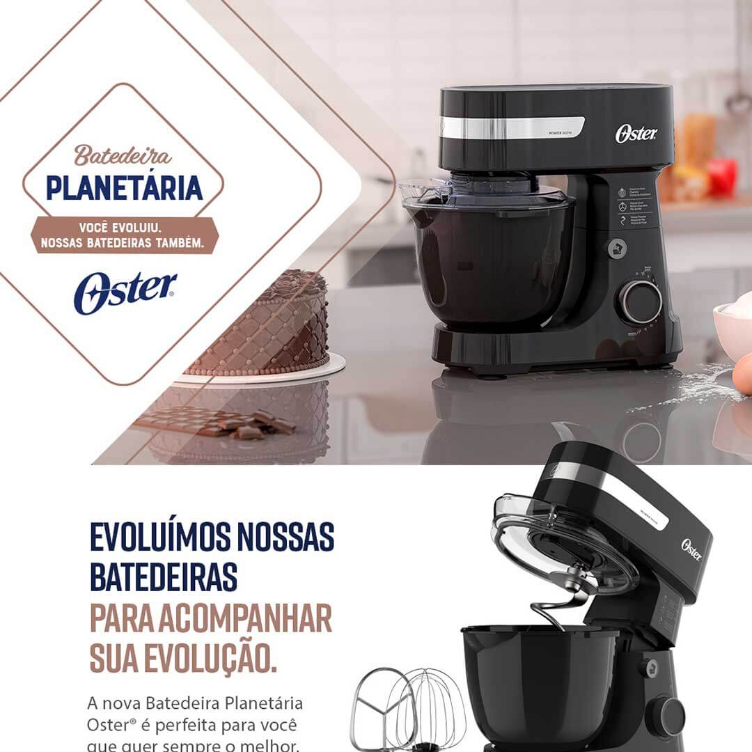 Batedeira Planetária Oster OBAT630 Preta