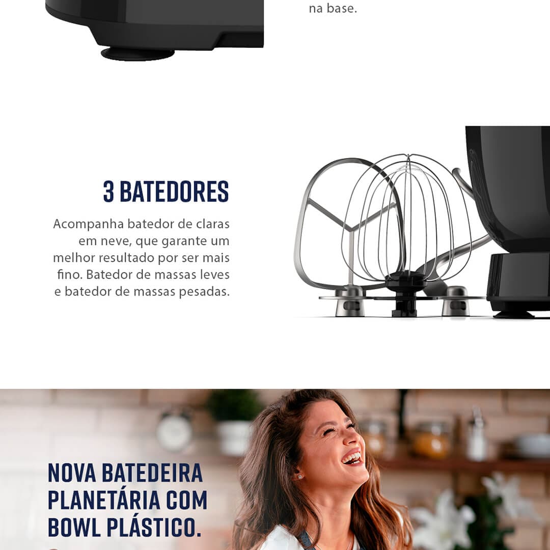Batedeira Planetária Oster OBAT630 Preta