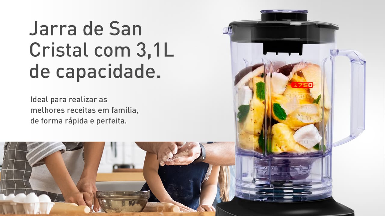 O Liquidificador Arno Power Max foi projetado para aqueles que gostam de praticidade no dia a dia! Ele é equipado com um motor de 1400W e uma jarra espaçosa de 3,1 litros, que permite preparar grandes quantidades de alimentos de forma rápida e eficaz, atendendo às necessidades de toda a família.