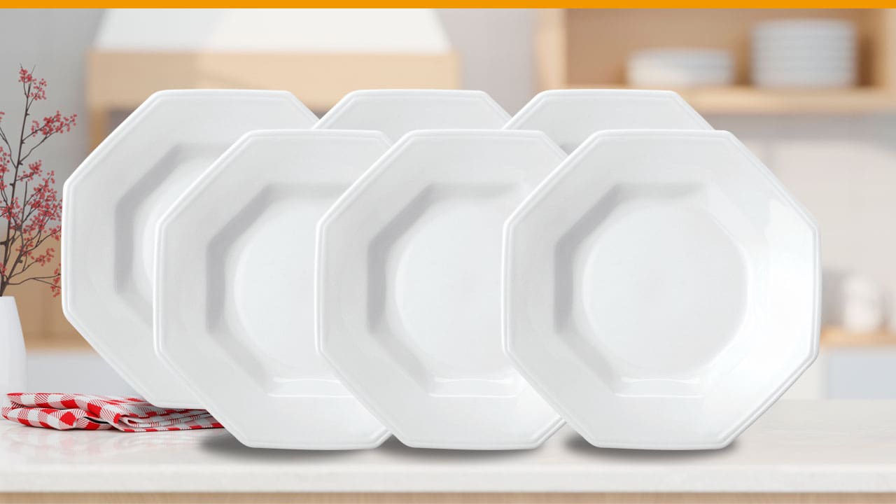 Conjunto com 6 Pratos Fundos em Porcelana Schmidt Prisma