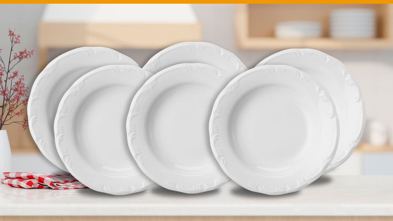 Conjunto com 6 Pratos Fundos em Porcelana Schmidt Pomerode