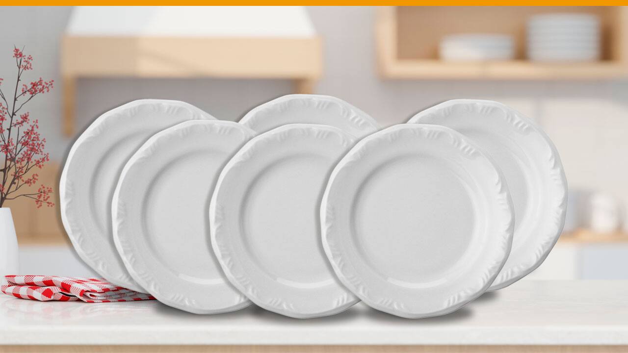 Conjunto com 6 Pratos de Sobremesa em Porcelana Schmidt Pomerode