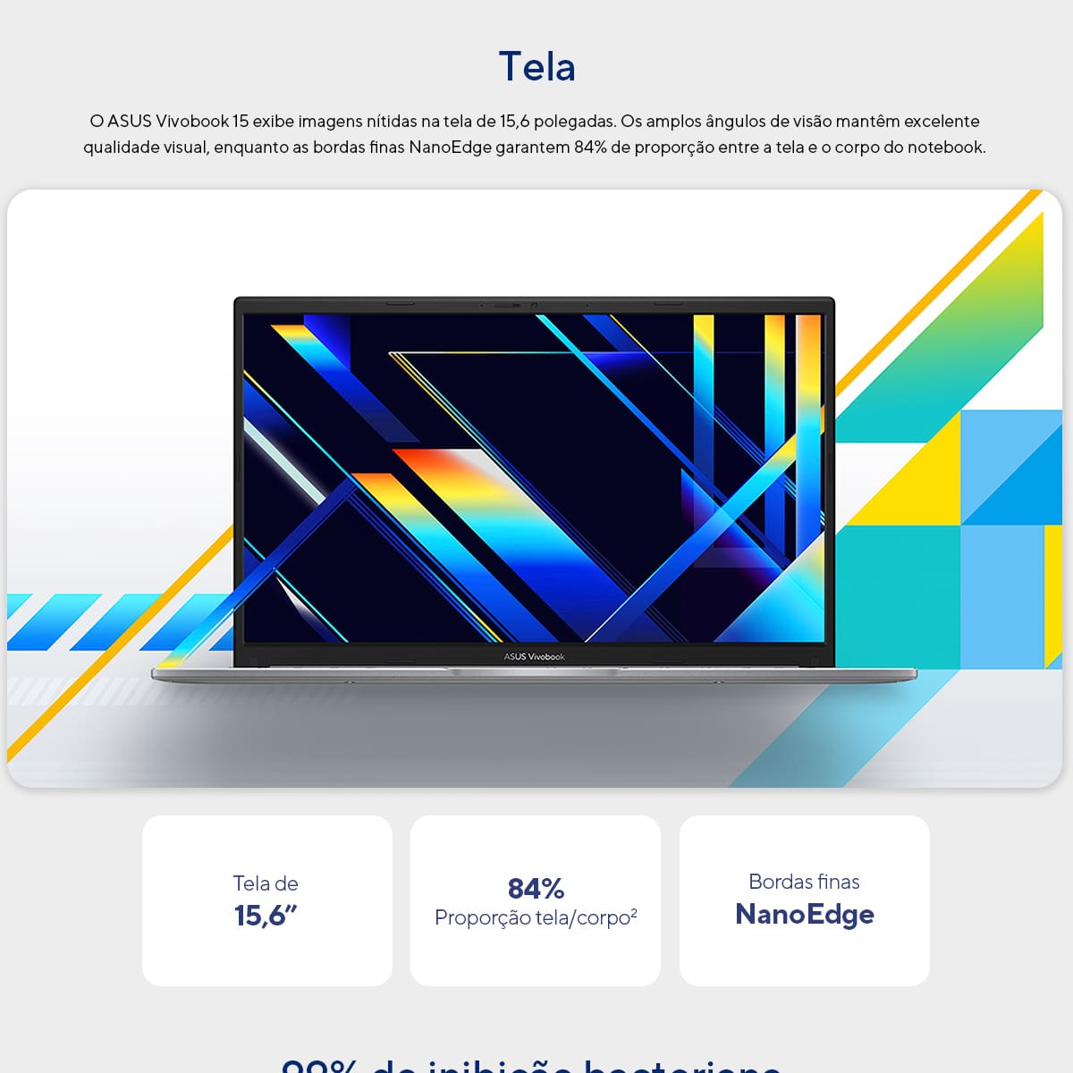 Notebook ASUS Vivobook 15 Core i5 8GB RAM 256GB SSD Tela 15,6” FHD Windows 11 – X1504VA-NJ1738W