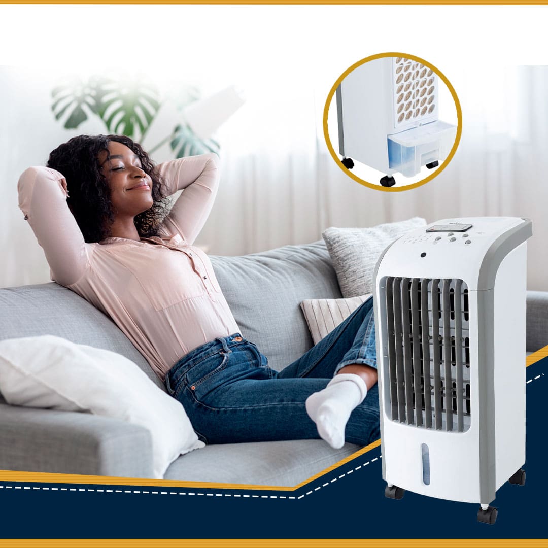 Ambiente fresco e agradável climatizador com rodinhas