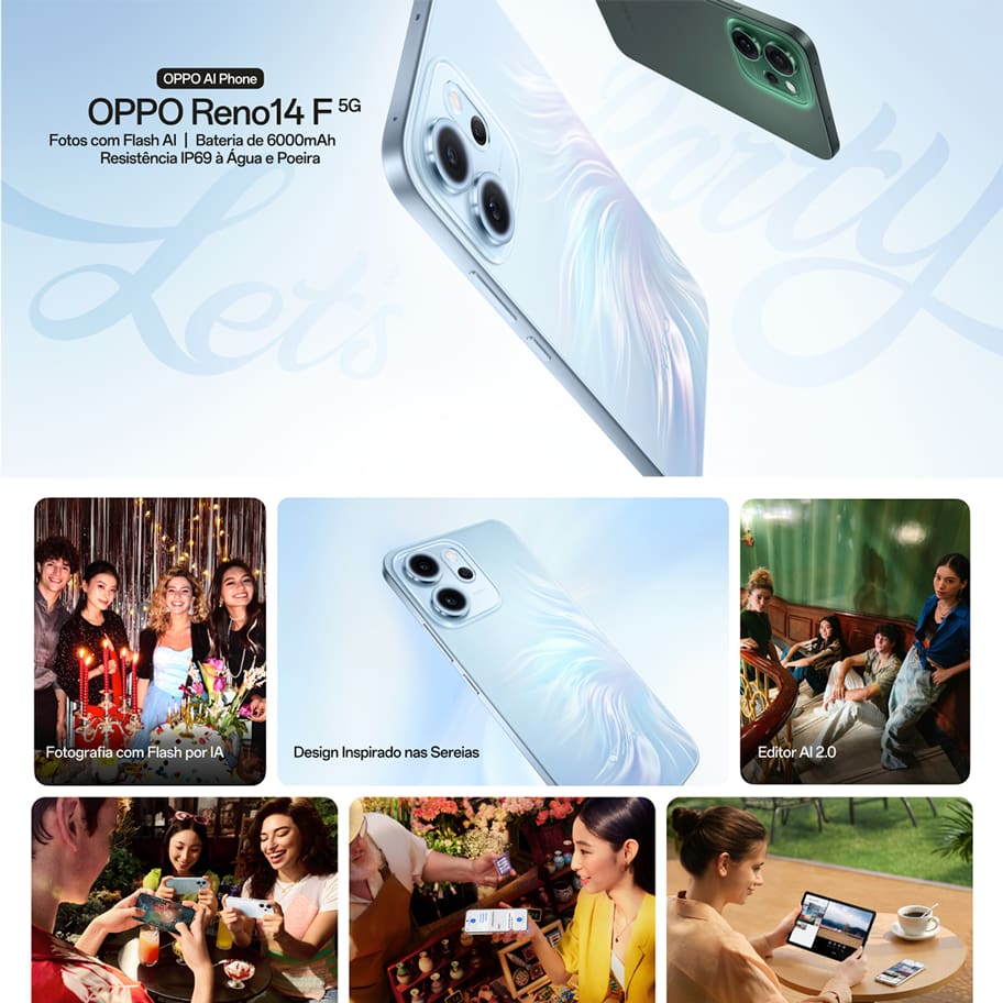  Smartphone OPPO Reno 14F 5G Tela 6,57" 256GB