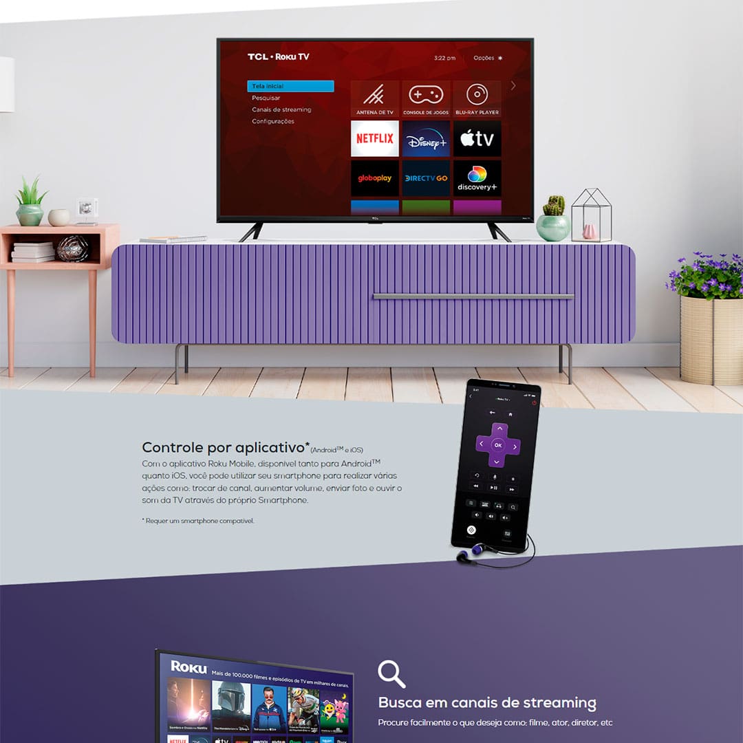 Smart TV LED 32" HD TCL Roku TV RS530