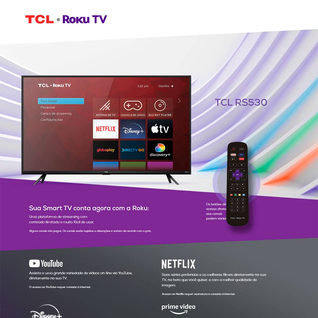 Smart TV LED 32" HD TCL Roku TV RS530