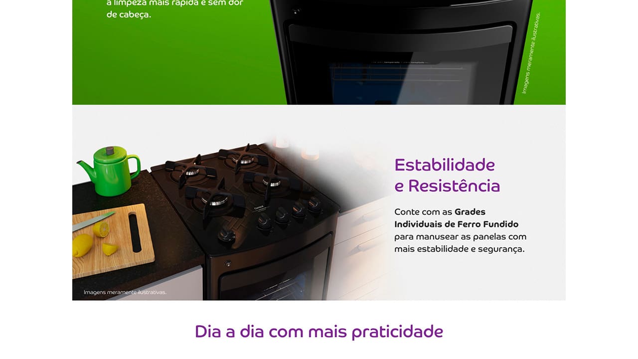 Fogão Consul 4 Bocas CFO4VAE Preto com Mesa de Vidro 