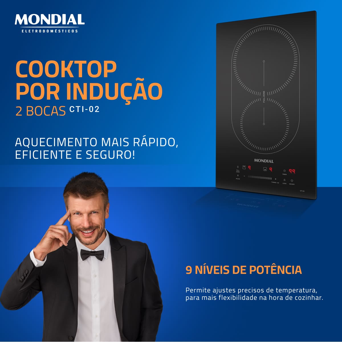 COOKTOP MONDIAL INDUCAO CTI-02 PRETO