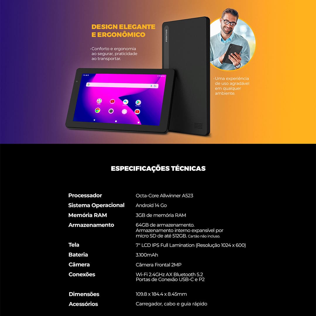 Tablet Positivo Vision Standart TAB 7 com Tela