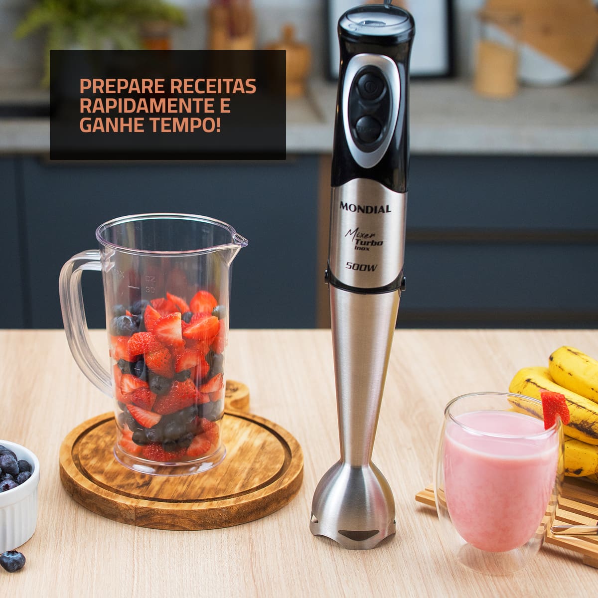 Mixer Mondial M-16-BI 500W Turbo Haste Inox Preto