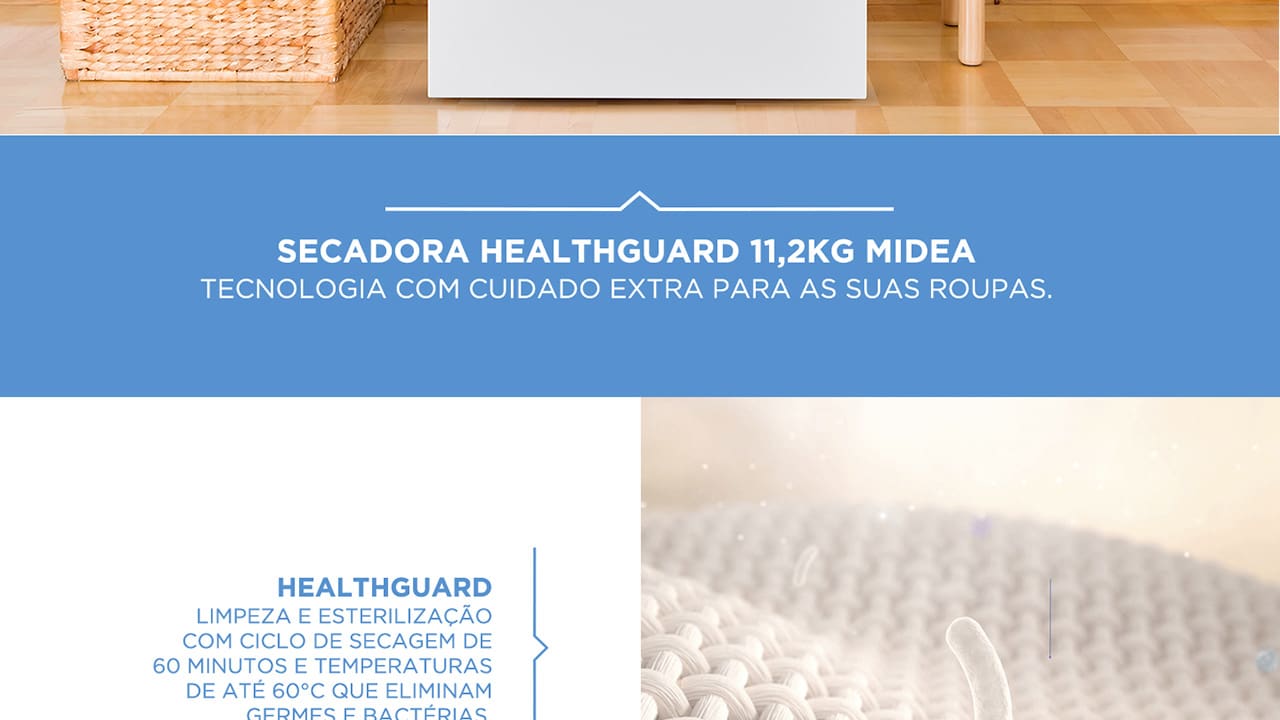 Secadora de Roupas Midea HealthGuard 11,2 kg Branca