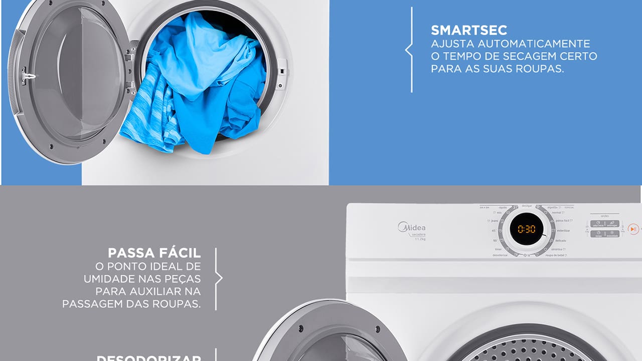 Secadora de Roupas Midea HealthGuard 11,2 kg Branca