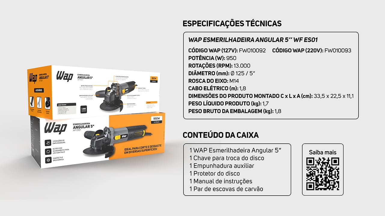 Esmerilhadeira Angular 5" Wap WF ES01 950W 
