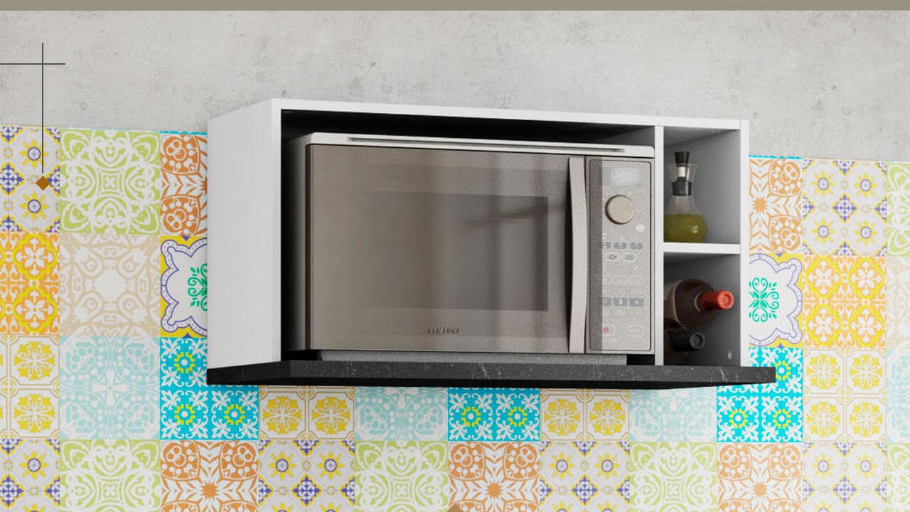 Armário para Micro-ondas Bartira Rubi na cor branco