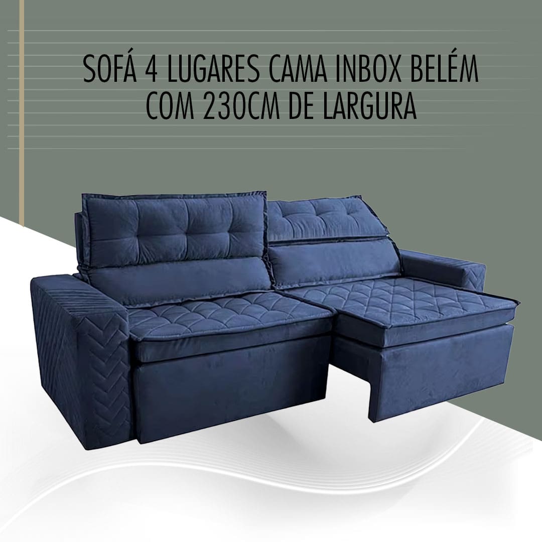 Sofá 4 Lugares Cama inBox Belém 230cm Largura