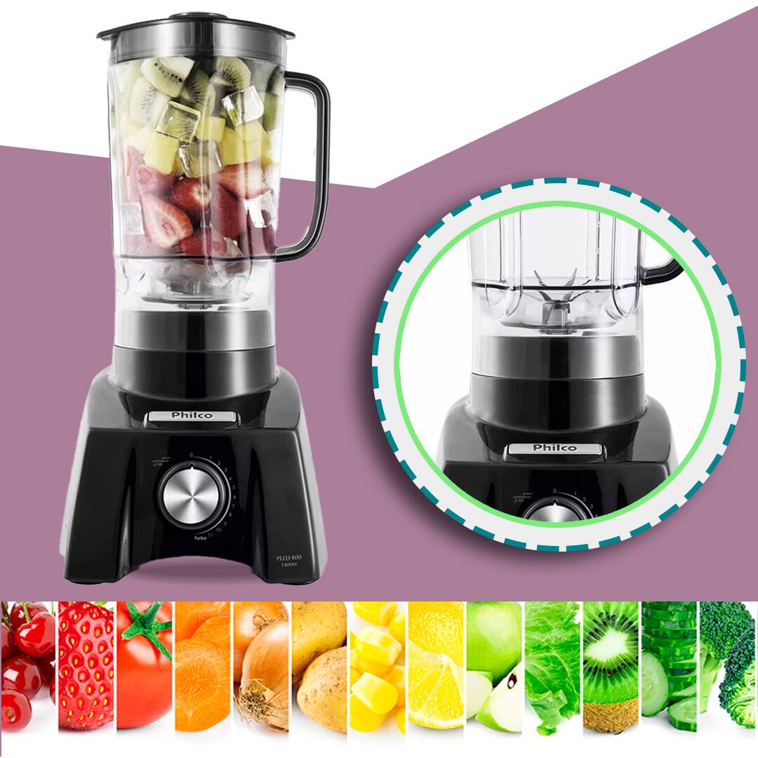 Liquidificador Philco PLQ1400 faca 6 lâminas