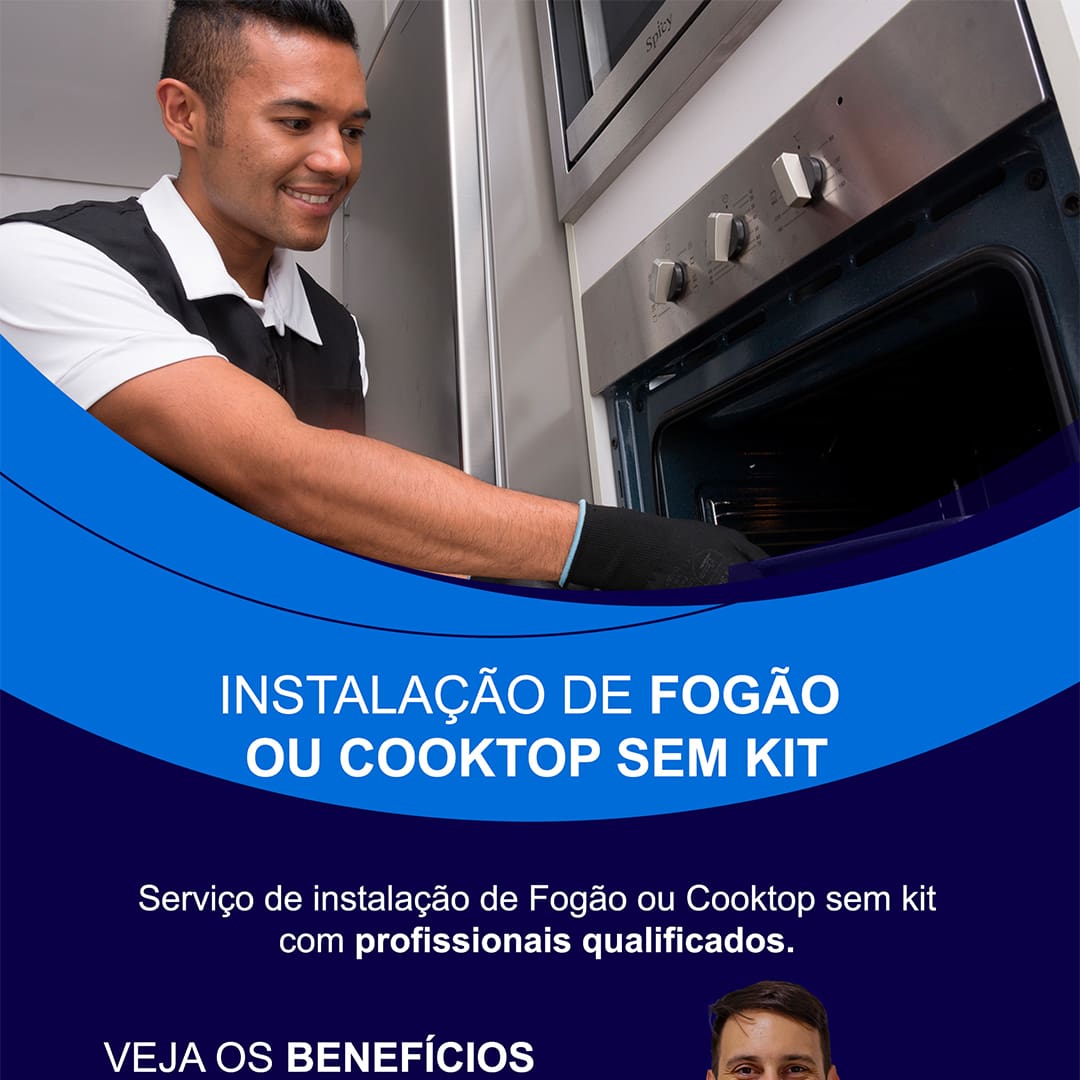 Serviço de instalação de Fogão ou Cooktop com mão de obra treinada e especializada, para garantir a excelência no serviço.