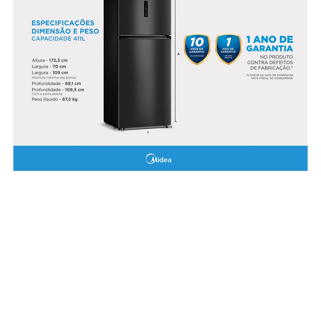 Geladeira Midea MD-RT580MTA Frost Free