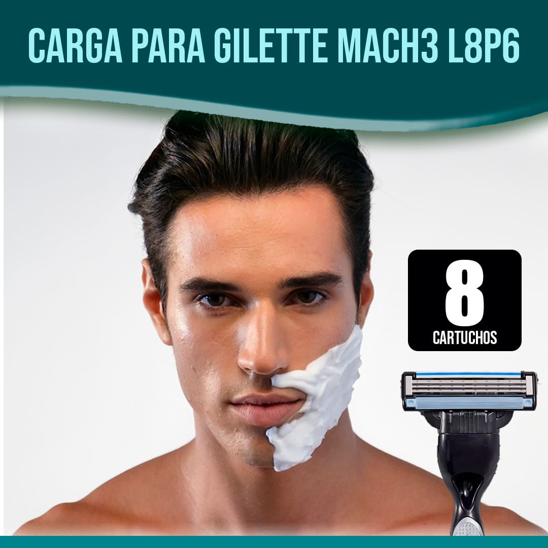 Carga Regular Gilette Mach3 L8P6 fita lubrificante