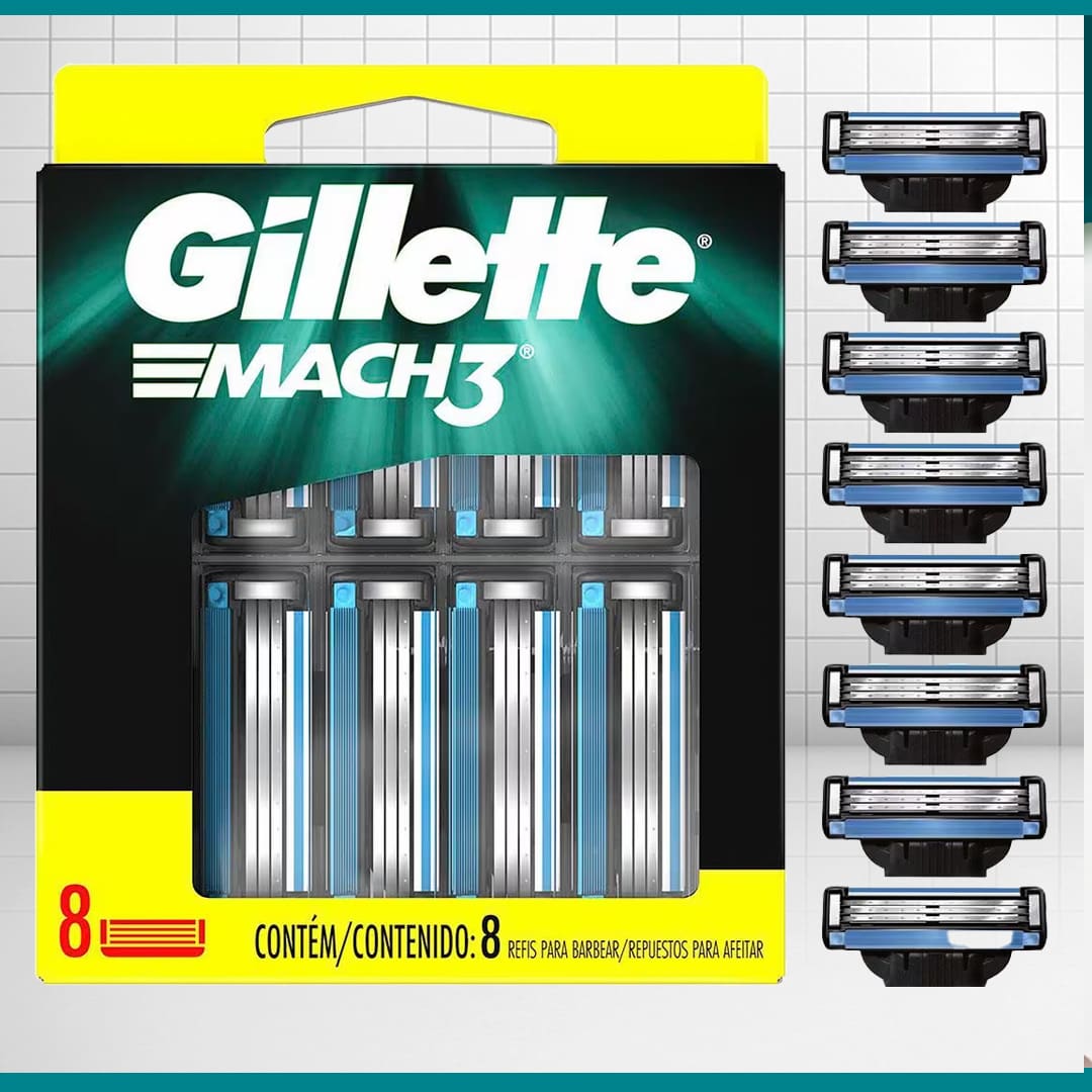 Carga Gilette Mach3 8 cartuchos 3 lâminas