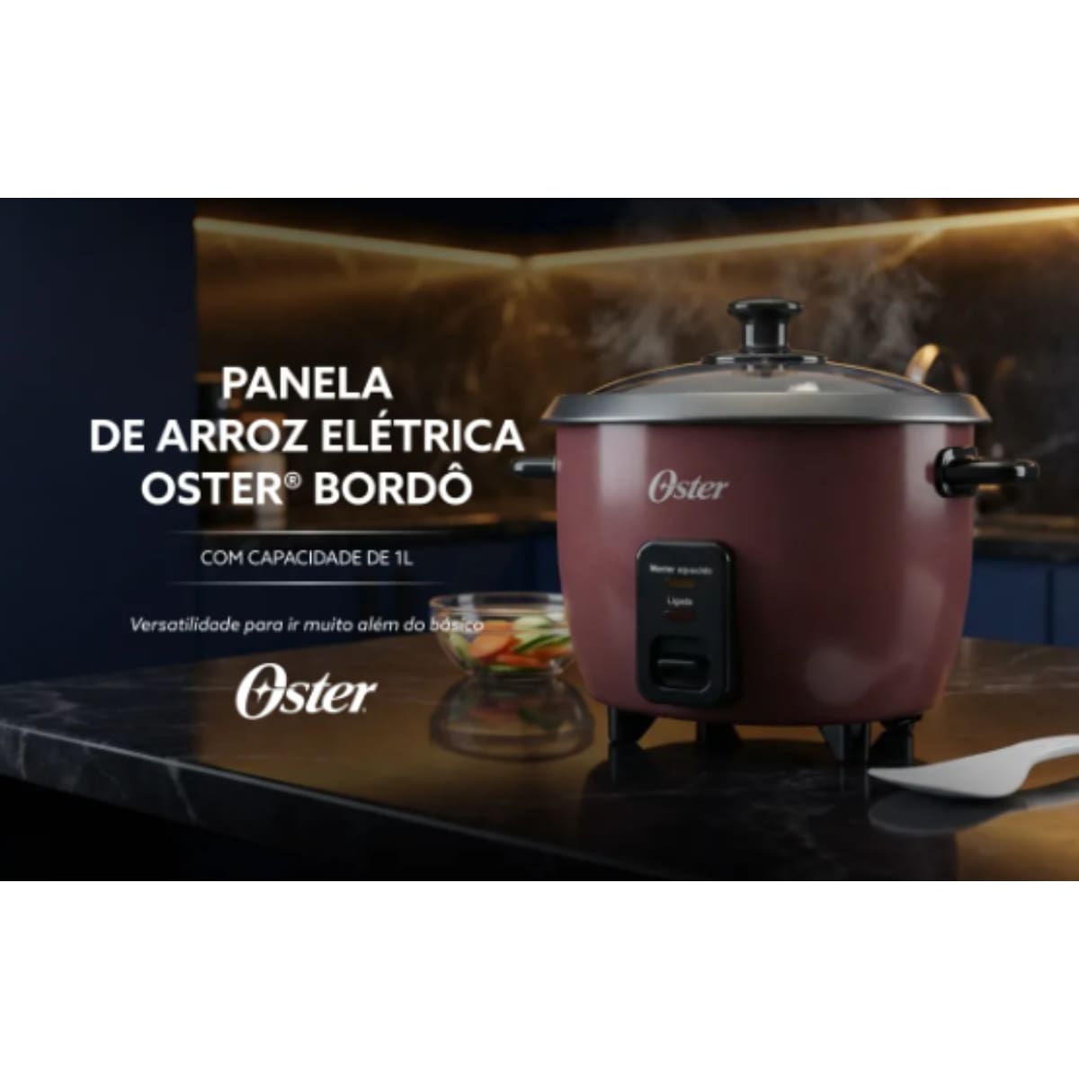 Panela Elétrica de Arroz Oster 1L Bordô Antiaderen...