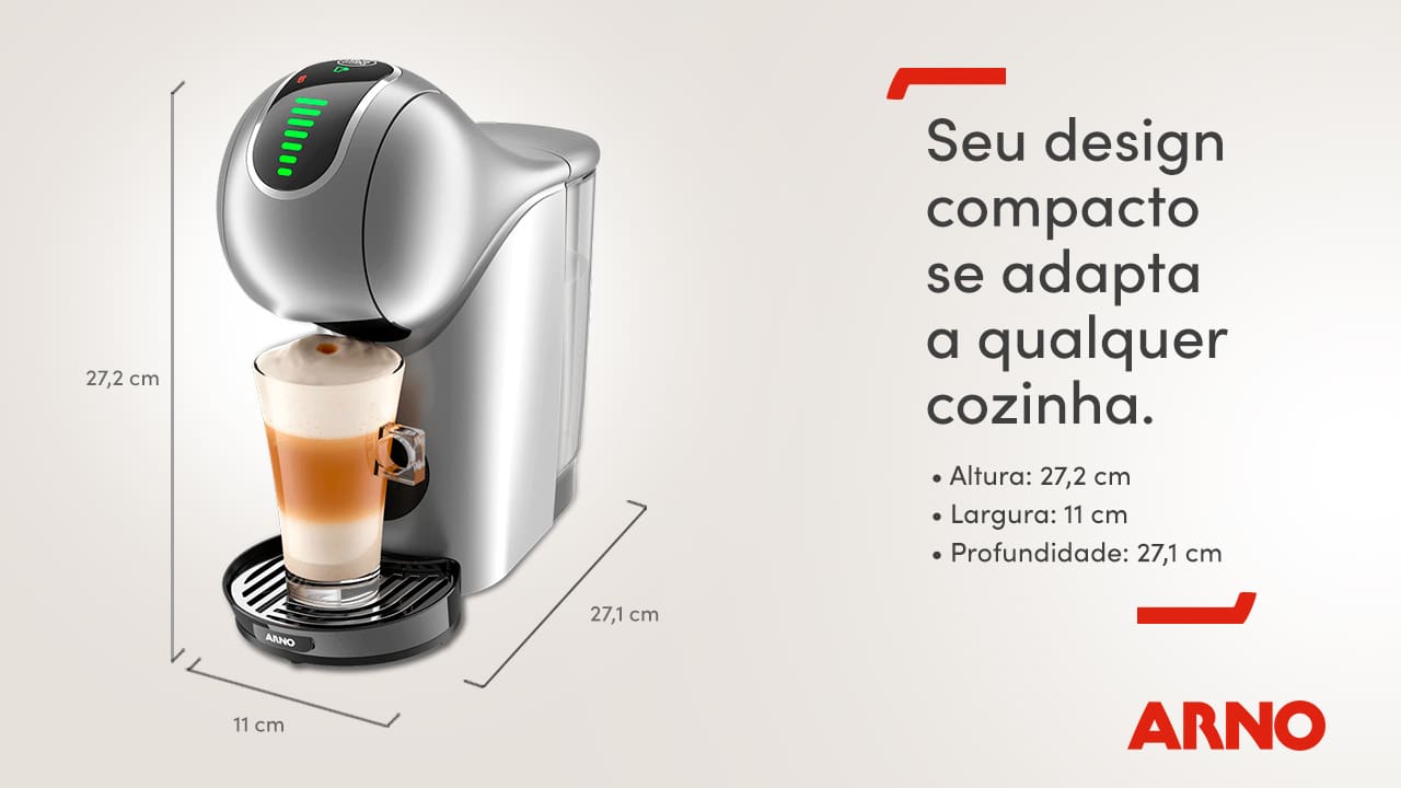  Eletroportáteis Cafeteiras Cafeteiras Dolce Gusto Máquina de Café Arno Nescafé Dolce Gusto Genio S Touch DGS4 Multi bebidas, Digital e Automática – Prata - 110V