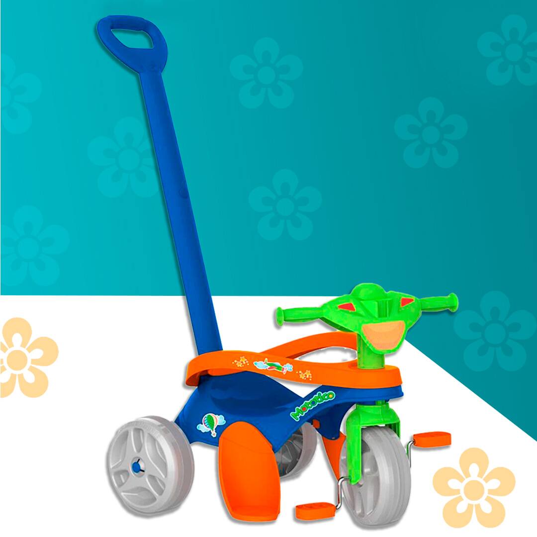 Triciclo Infantil Bandeirante Mototico - Com Empurrador Azul