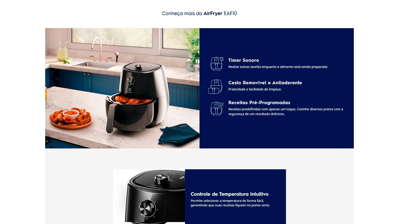 Fritadeira Elétrica Air Fryer Electrolux EAF10 Preta 3,2L