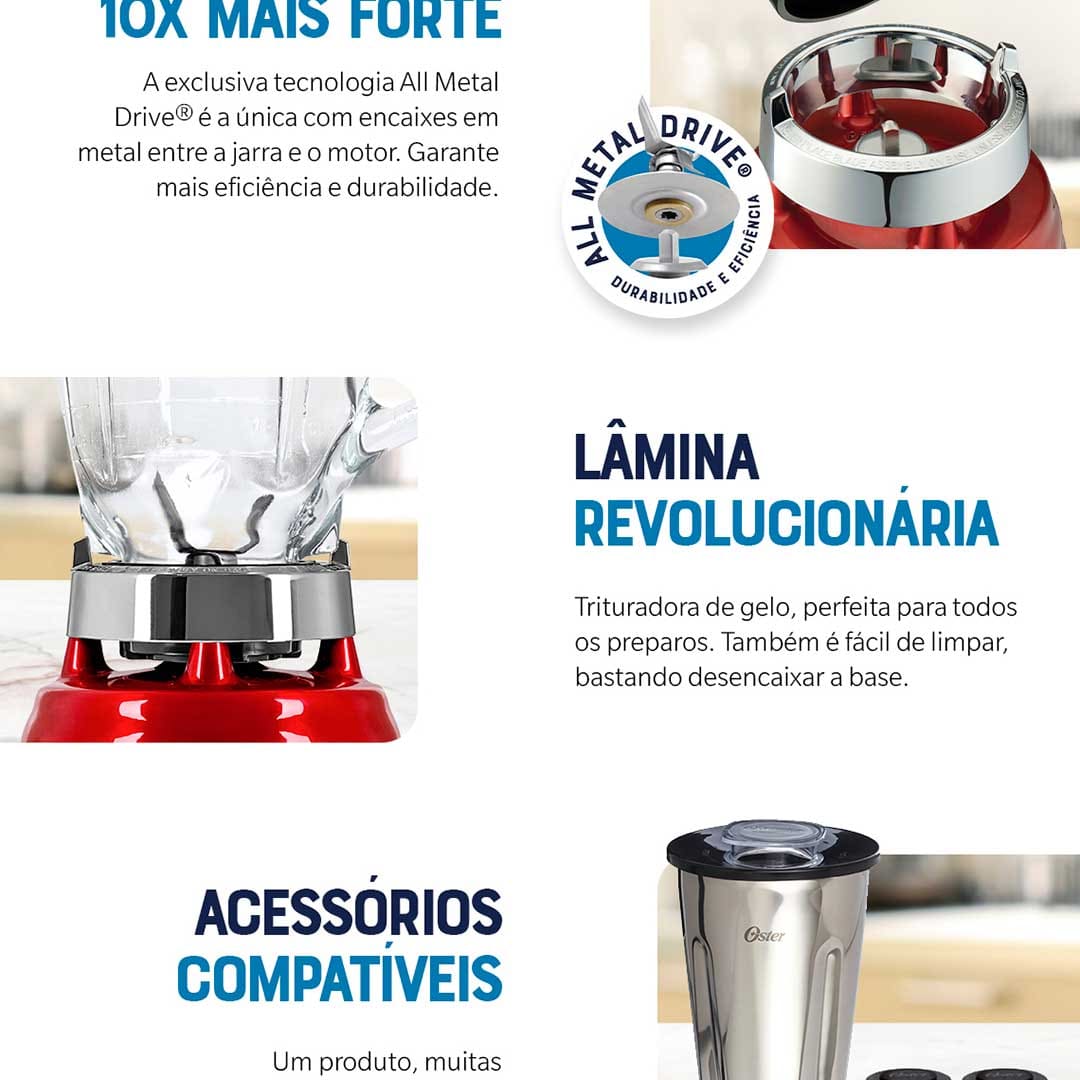 Liquidificador Oster New Osterizer Clássico BLST4126R Vermelho