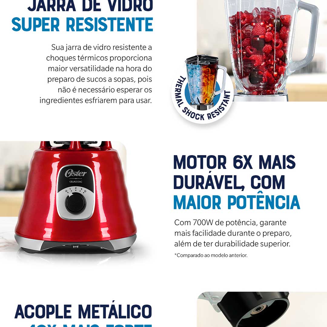 Liquidificador Oster New Osterizer Clássico BLST4126R Vermelho