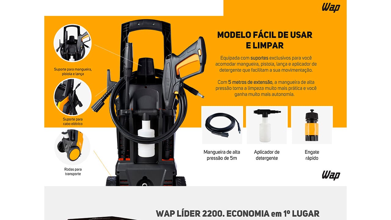 Lavadora de Alta Pressão Wap Líder 2200 - 1800PSI