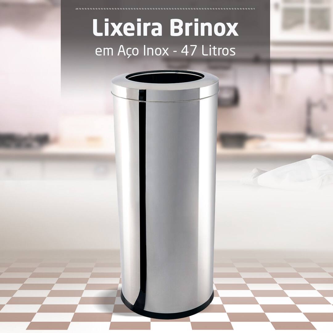 Lixeira Aço Inox Brinox - 47 L 