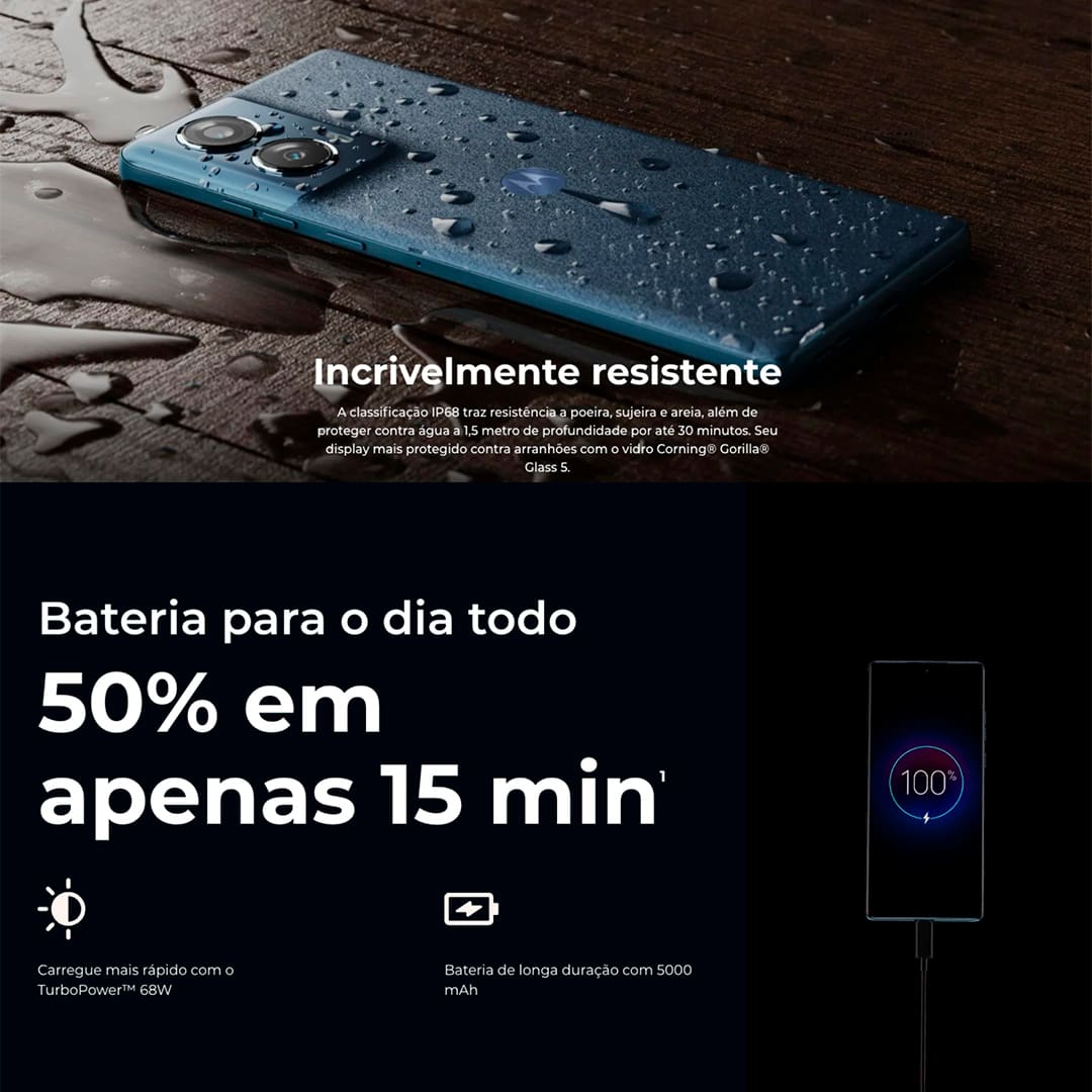 O Smartphone Motorola Edge 50 Fusion oferece uma capacidade de 8GB de RAM e 256GB de armazenamento, combinado com a inovadora tecnologia RAM Boost. Ela permite expandir a memória RAM utilizando o espaço disponível no armazenamento interno, resultando em um desempenho aprimorado do smartphone. Além disso, seu processador Snapdragon garante ainda mais velocidade e eficiência em todas as suas atividades.