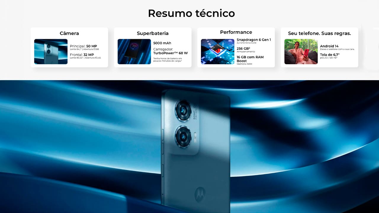 O Smartphone Motorola Edge 50 Fusion oferece uma capacidade de 8GB de RAM e 256GB de armazenamento, combinado com a inovadora tecnologia RAM Boost. Ela permite expandir a memória RAM utilizando o espaço disponível no armazenamento interno, resultando em um desempenho aprimorado do smartphone. Além disso, seu processador Snapdragon garante ainda mais velocidade e eficiência em todas as suas atividades.