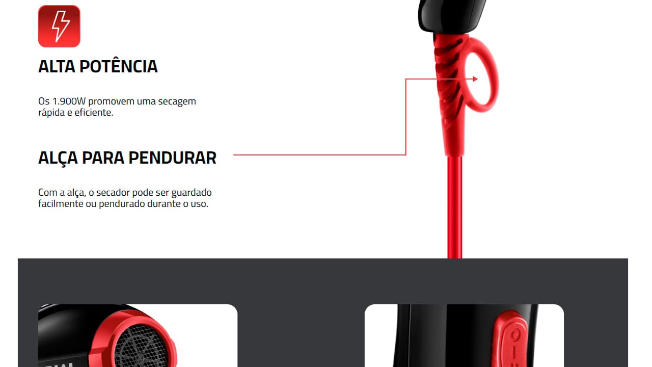 Secador de Cabelos Mondial Turbo Color Red SC-41