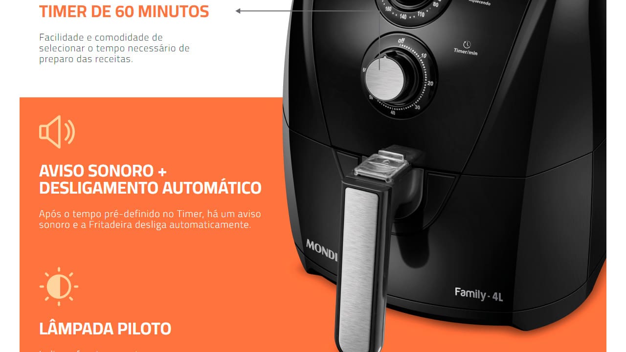 Fritadeira Elétrica Sem Óleo Air Fryer Mondial