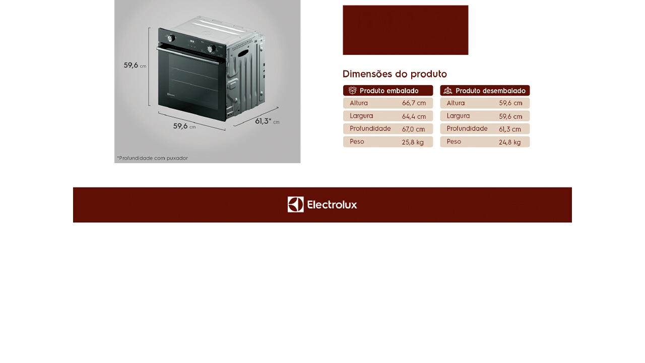 Forno de Embutir a Gás Electrolux 80L Efficient com PerfectCook360