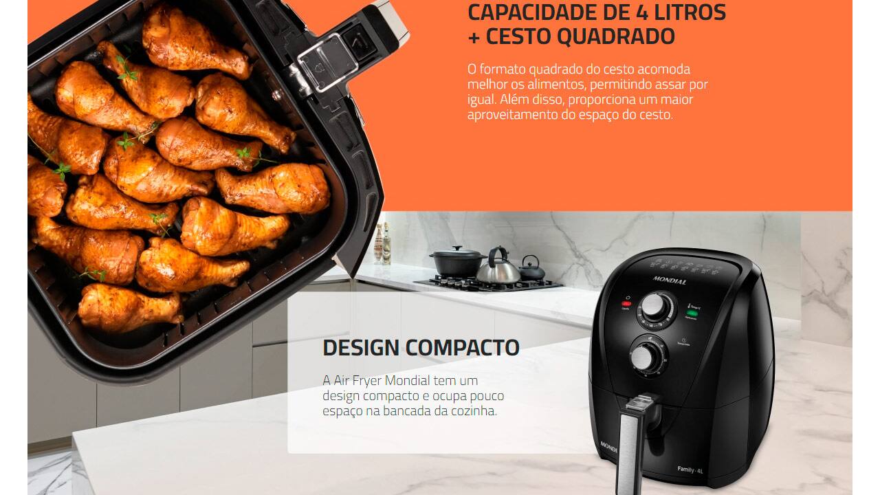 Fritadeira Elétrica Sem Óleo Air Fryer Mondial