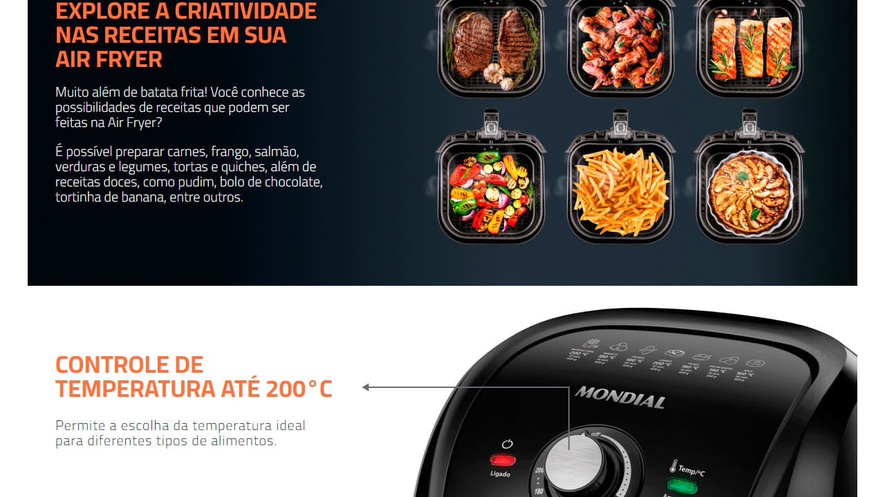 Fritadeira Elétrica Sem Óleo Air Fryer Mondial