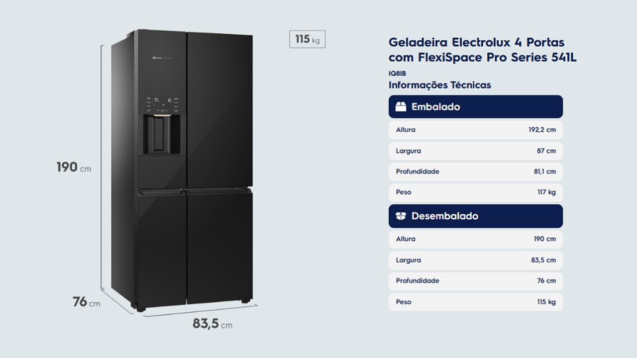 Geladeira Electrolux 541L Multidoor IQ8IB