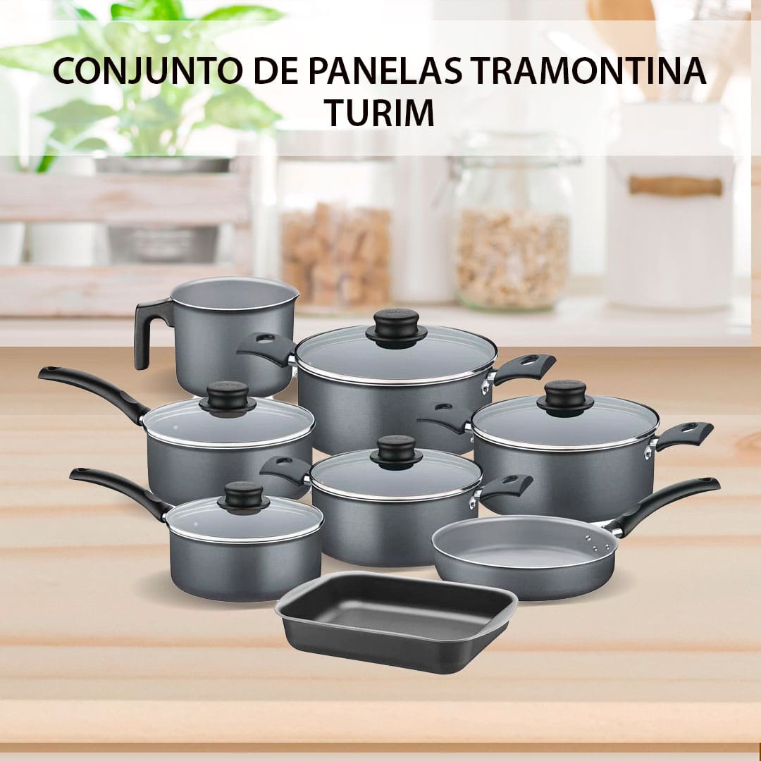 Conjunto Panelas Tramontina Turim 8Peças Cinza