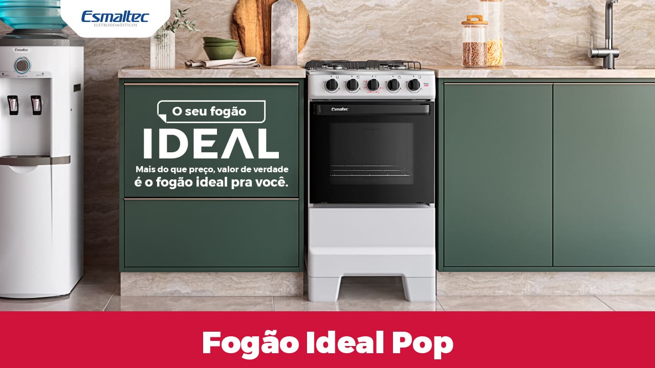 Estrutura em Aço Inox com estabilidade extra O Fogão Esmaltec 4 Bocas Ideal Pop se destaca pela sua mesa em aço inox, oferecendo durabilidade e um novo formato com espaldar mais alto. Com acendimento manual e trempes que garantem mais estabilidade, este fogão proporciona segurança adicional para suas panelas, evitando acidentes e garantindo praticidade no preparo dos alimentos.