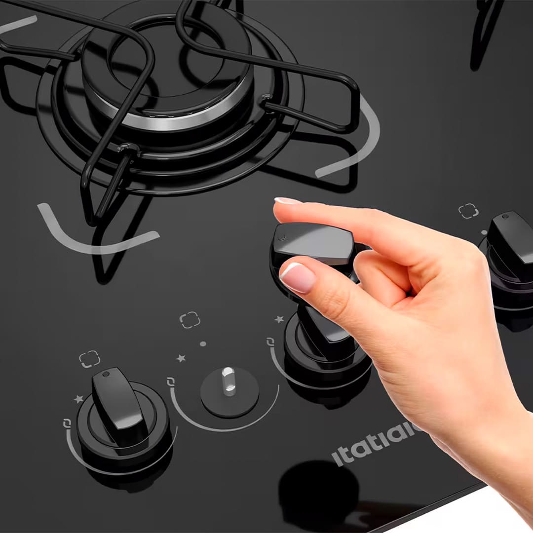 Cooktop a Gás Itatiaia Essencial, acendimento automático, manípulos removíveis