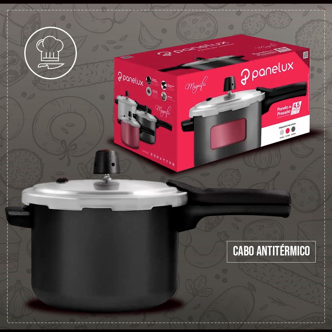 Panela Pressão Panelux Magnific antiaderente acabamento 