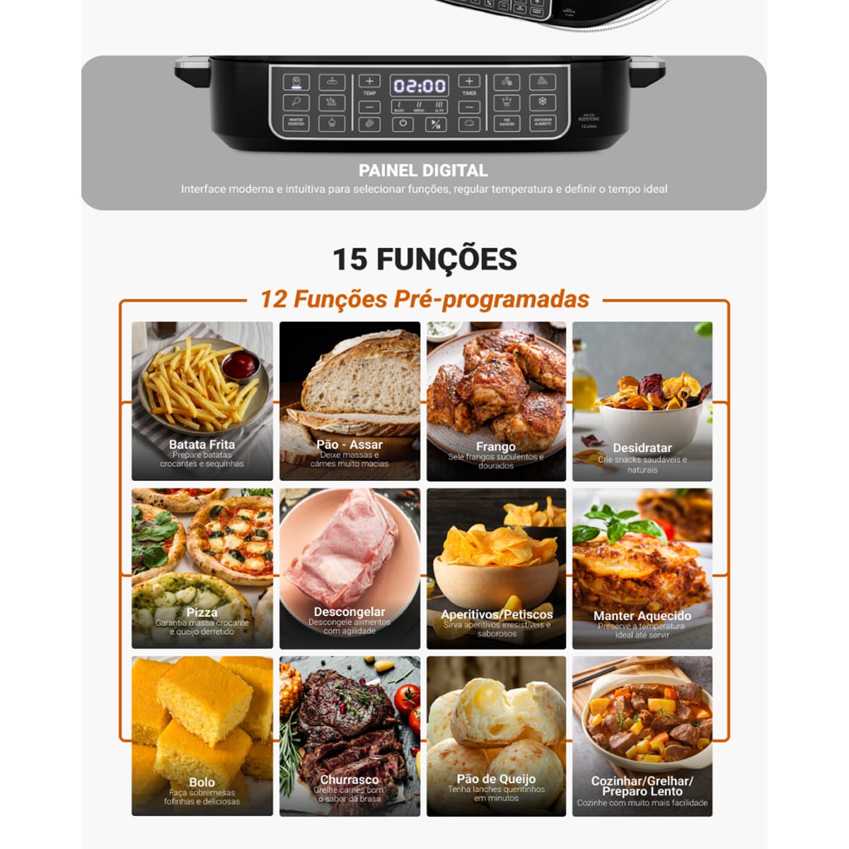 Fritadeira Elétrica Air Fryer Philco PAF12A Barbecue Digital 12L Preta