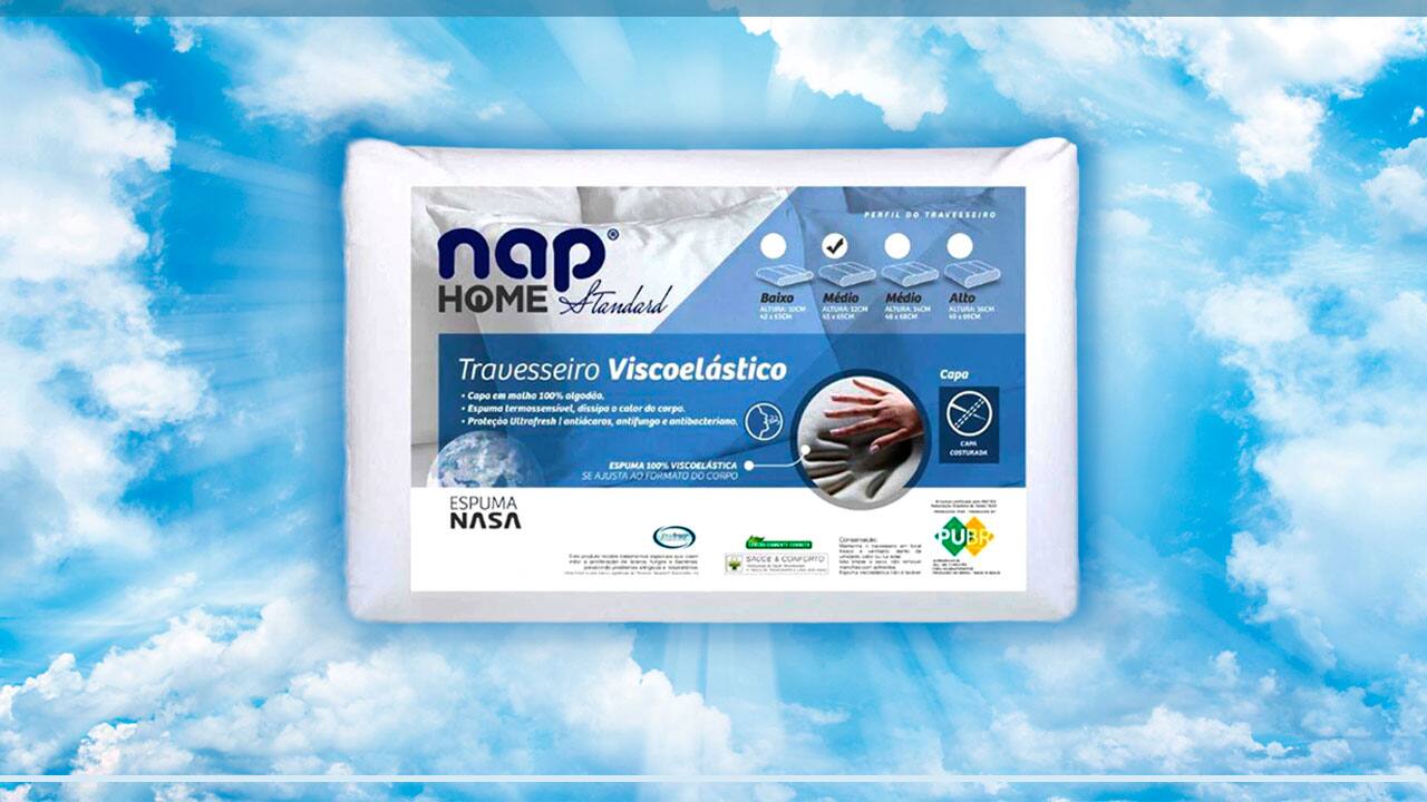 Travesseiro Viscoelástico Nasa Nap Home Standard 