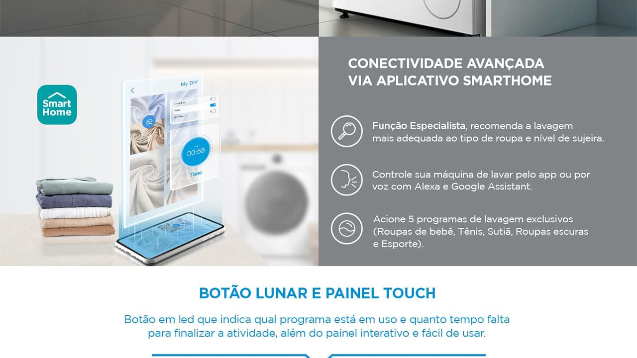 Lava e Seca Midea Slim HealthGuard Smart MF201D110