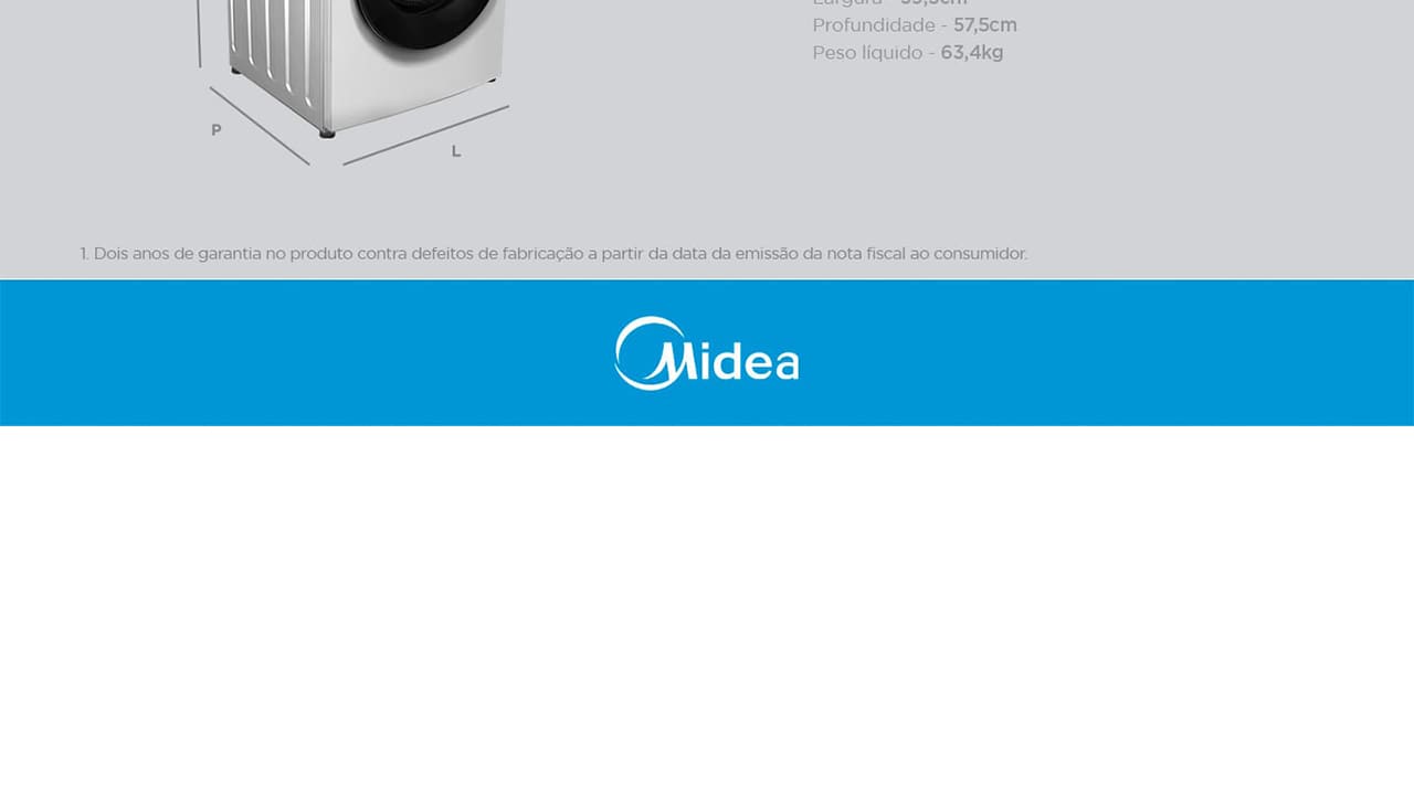 Lava e Seca Midea Slim HealthGuard Smart MF201D110